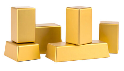 Obraz premium Several golden bars stacked against a black backdrop, showcasing financial wealth