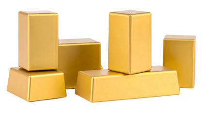 Several golden bars stacked against a black backdrop, showcasing financial wealth