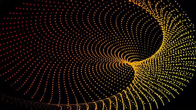 Golden dots forming a crescent shape in the overlay background