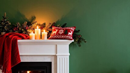 Christmas fireplace decor with candles