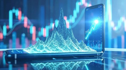 Digital stock market graph on smartphone showing trading and financial data analytics. - Powered by Adobe