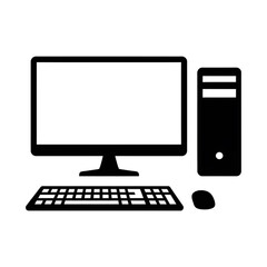 Fototapeta premium desktop pc computer workstation silhouette icon