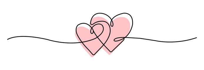 Heart border, Two hearts with continuous one-line love symbol