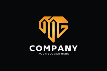 Modern MG letter logo shaped like a house inside a diamond frame. Ideal for real estate, property, construction, architecture, investment, and professional housing companies.