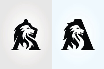 Strong letter A logo combined with a lion head symbol. Represents power, courage, leadership, and prestige. Perfect for luxury brands, finance, security, sports, and corporate businesses.