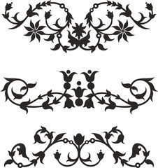 Vector Byzantine ornamental floral set. Traditional decorations from ancient Greece, Eastern Roman Empire. Great for page decorations, greeting cards, wedding decor, textiles, carpets, silk, tapestry.