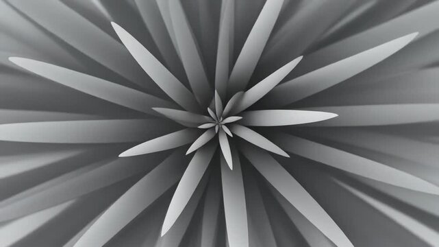 Abstract Gray and White Spiky Plantlike Structure Rotating Hypnotically. 4K Abstract Background Animation Video