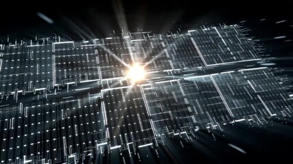 Abstract digital data stream with bright light in the center of the image. - Powered by Adobe