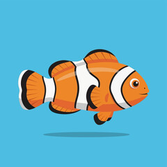 Cartoon illustration of a clownfish swimming in the ocean.