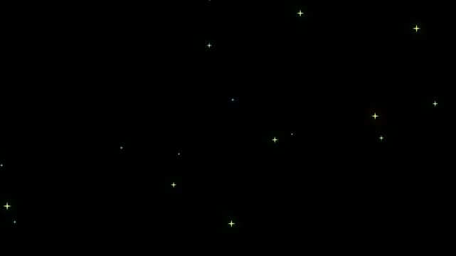 Twinkling blinking cartoon stars animation, glowing white sparkles, fairy magic doodle style, flat vector motion background, alpha,   seamless 4K loop festive holiday decoration visual animation