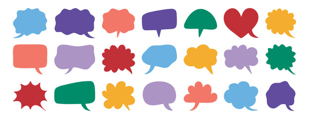 Colorful communication speech bubbles silhouette set. speech bubble doodle funny collection 