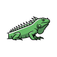 Obraz premium Green Iguana Lizard Cartoon Character Illustration.