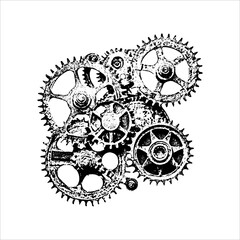 Vintage mechanical gears illustration