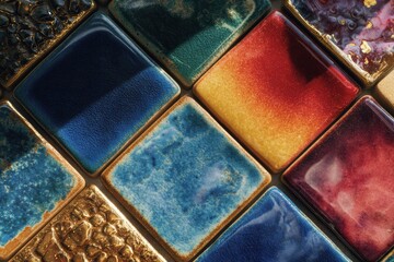 色とりどりのタイルが並ぶ地面の様子