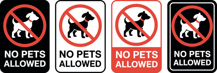 No pets allowed signs prohibiting dogs and animals in public places