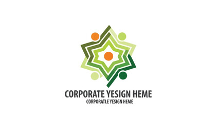 A vibrant geometric logo featuring interconnected people symbols within a starburst design representing collaboration and corporate identity