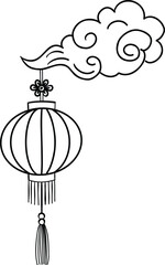 Traditional Chinese Lantern with Decorative Cloud