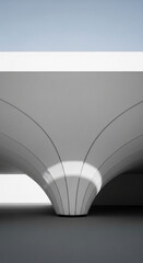Fototapeta premium Abstract image of white architectural structure, showcasing curved lines and shadow play, creating a minimalist and modern aesthetic, ideal for design or architecture presentations