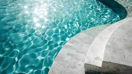 Refreshing summer poolside scene with shimmering aqua reflections