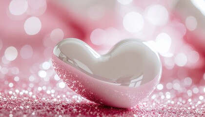 Elegant Romantic Heart with Gentle Light and Pink Atmosphere