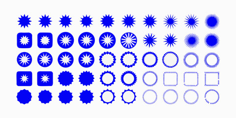 A collection of blue circular and square patterns in varying densities