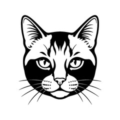 Obraz premium Symmetrical Cat Face Tattoo Stencil with Bold Outlines and Piercing Eyes