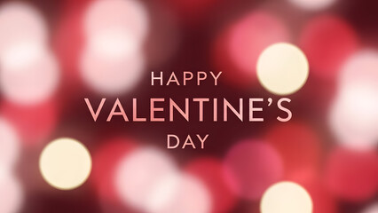 Happy Valentine's Day Greeting on Red and Pink Bokeh Background