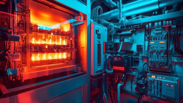 A thermal of electrical equipment, Infrared of electrical equipment displaying heat distribution and potential hotspots