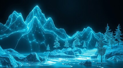 Ultra Realistic Cinematic HDR Abstract Holographic Nature Environment Visualization