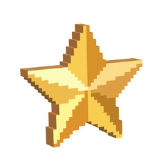 Isometric 3D pixel star icon. Pixel art of star 8 bit logo.
