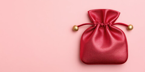 Red pouch spring festival gift bag elegantly textured leather drawstring with warm mood