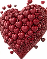 A vibrant red heart with smaller hearts floating around, ideal for valentine s day backgrounds.