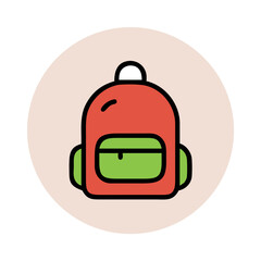 Obraz premium Backpack Icon in Flat Color Style Illustration
