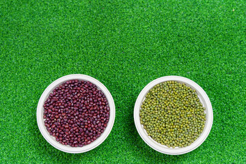 Assorted beans ingredients mung red beans and soybean for cooking