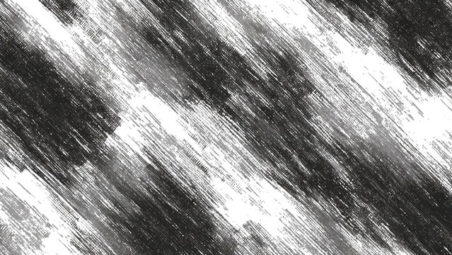 Abstract black and white brushstrokes create a dynamic textured pattern with varying line weights and directions