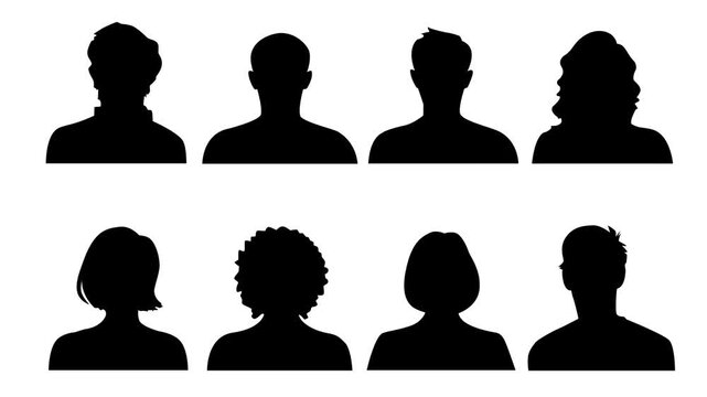 People head Dwaring silhouette man icon set animation. Motion graphics of US man face icon. 4k