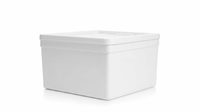 White plastic storage container with lid on a clean background