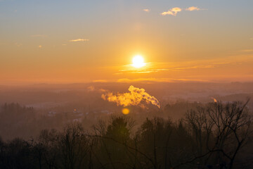 Sunrise over Styria, Austria in Winter