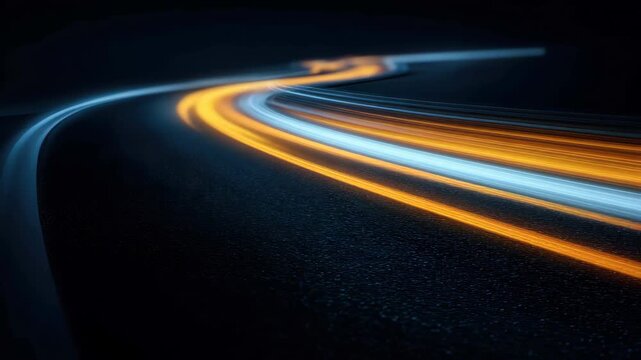 curved motion streak with blue trail and glowing line across, Curved Motion Streak with Blue Trail and Glowing Line Creating a Dynamic Futuristic Effect