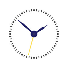 Vector white clock face with hands and minute divisions