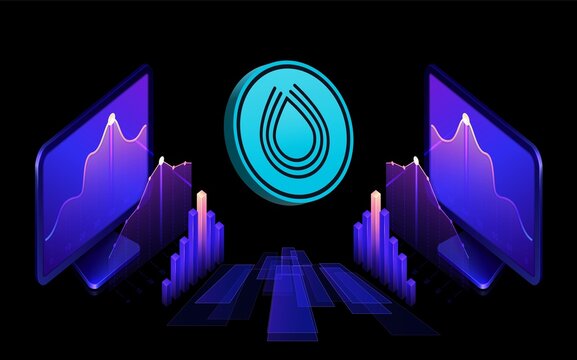 serum-srm cryptocurrency logos on digital background. 3d illustrations.