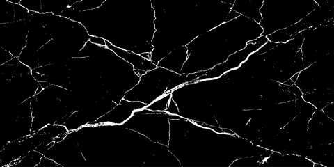 Abstract black marble texture featuring bold white lightning-like veins and natural stone cracks. High-contrast luxury dark background with a polished surface, ideal for modern design,  and branding.