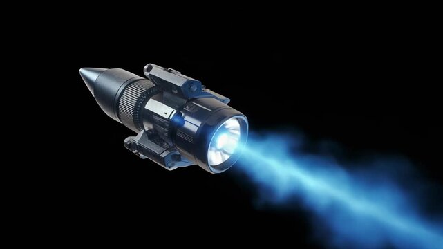 Spaceship Engine Thruster Burn Blue Plasma Exhaust Flame Sci-Fi Isolated