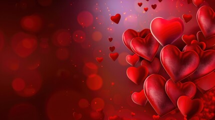 A collection of red hearts in various sizes against a soft, blurred background. The scene conveys love and affection, suitable for romantic themes.
