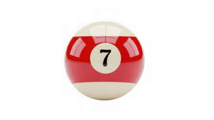 Red and white pool ball number seven