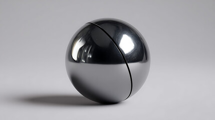 Reflective Metal Sphere with Diagonal Cut metallic