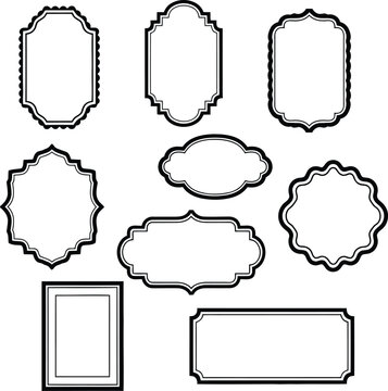 Vintage Label Frame Borders Set with Ornate Outline Badges