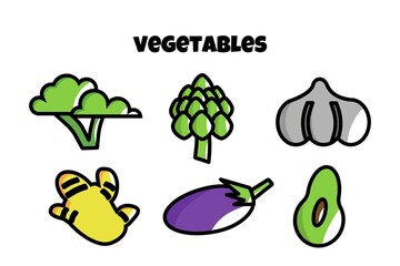 Cartoon Vegetable Set with Label