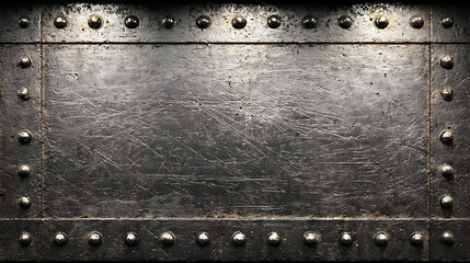 Scratched Metal Panel with Rivets and Horizontal Bands