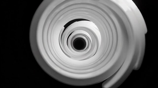 Abstract Spiral Tunnel Vortex Illusion Black and White.